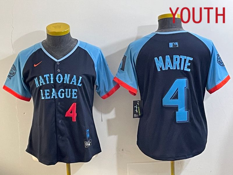 Youth Arizona Diamondback #4 Marte Blue All star 2024 Nike MLB Jersey style 2->youth mlb jersey->Youth Jersey